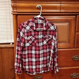 A plaid long sleeve shirt